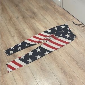 American flag red white and blue leggings